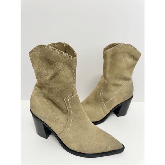 BP. Surina Western Boot in Tan Smoke Size 5.5 Leather Block Heel Pointed Toe - Picture 6 of 11